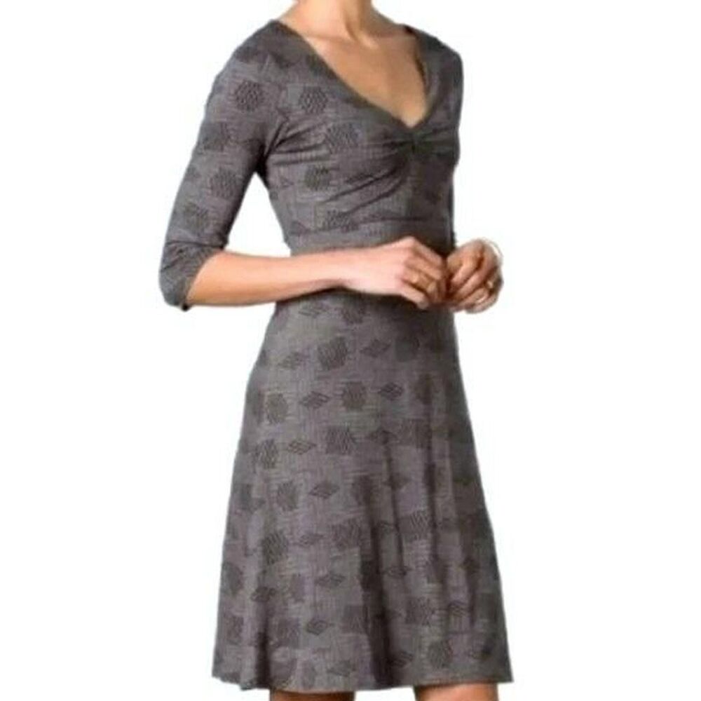 Toad&Co Rosemarie Dress Women’s Large Black Gray Print Size Large